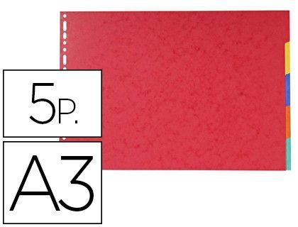 Separadores exacompta cartulina brillo juego de 5 separadores din a3 apaisado multitaladro