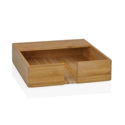 Servilletero, 21,5 x 21,5 x 5,5 cm, de madera de bambú en natural | Colección Bamboo