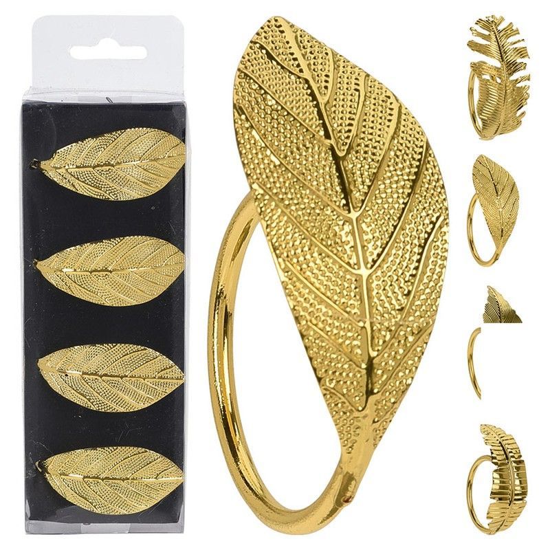 Servilletero hoja dorada. Pack 4 unidades.