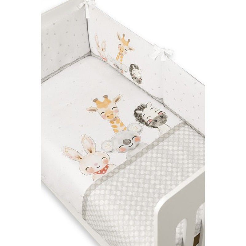 Set 2 Pcs Desenfundable F. Nordica Mod Animals Acuarela Gris 60x120