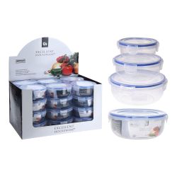 Set 3 Fiambreras  Plástico Hermetica 1400 Ml, 800 Ml, 400 Ml