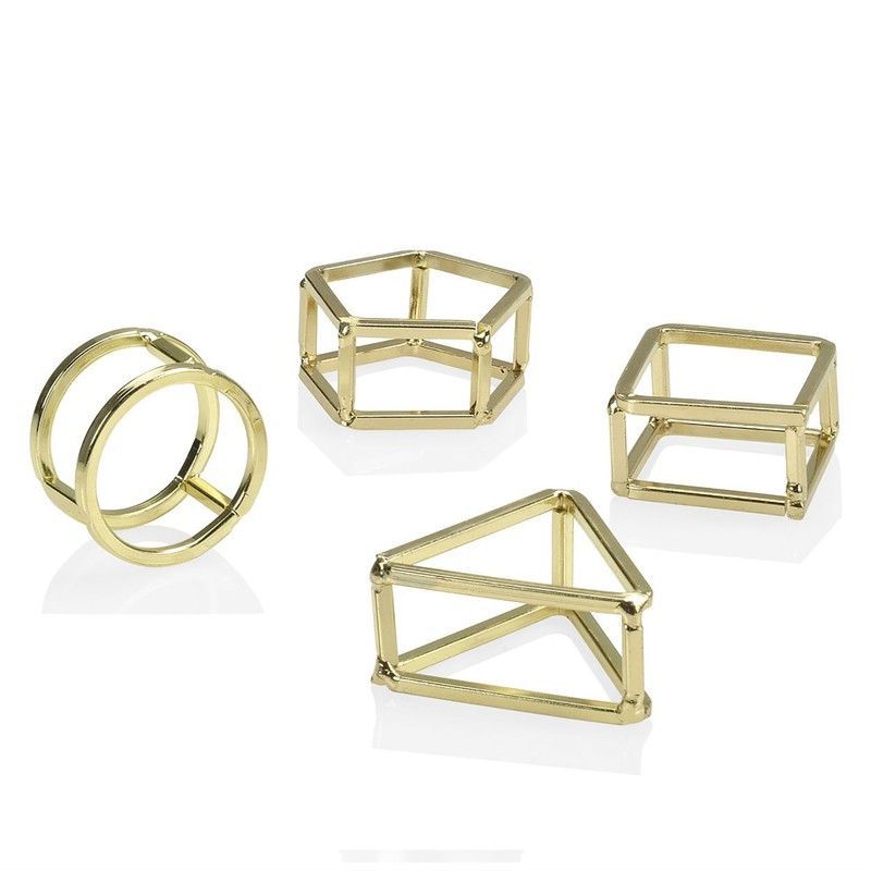Set 4 Servilleteros de Latón Dorado, 27x7x3cm