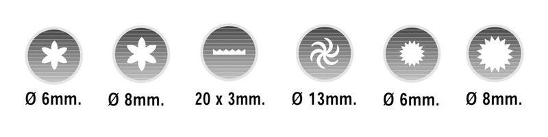 Set 6 Boquillas Repostería (Rosa/Cinta/Helice/Estrella) Lacor