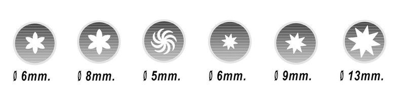 Set 6 Boquillas Repostería (Rosa/Helice/Estrella Fr Lacor