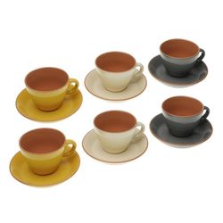 Set 6 tazas Café Té con plato Color Terracota