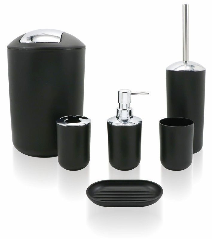 Set accesorio de baño con 6 Piezas negro/cromo  AC_345 PyP
