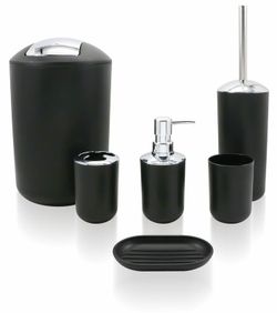 Set accesorio de baño con 6 Piezas negro/cromo  AC_345 PyP