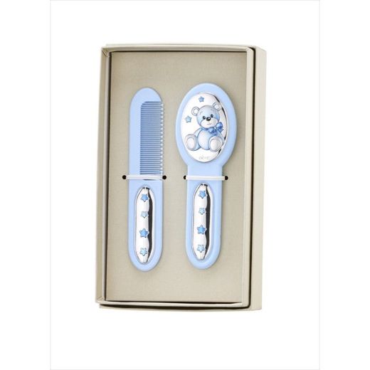 Set Cepillo-Peine Plástico EV3466/04C Celeste Panda & Estrellas