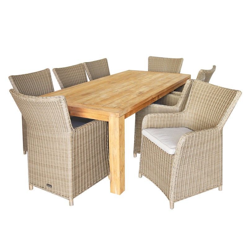 Set Comedor de Jardín de Madera de Teka con Cojines