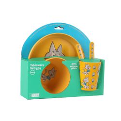 Set Comida para Niños con Taza, Cuenco, Plato y Cubiertos C THE CAT ITotal Idea Regalo