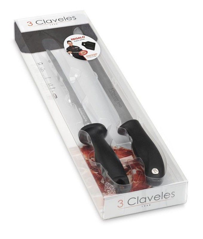 Set cuchillo jamonero Evo y chaira de 3Claveles