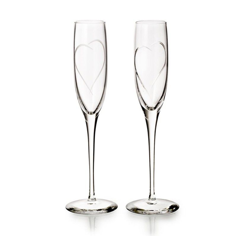 Set de 2 copas flauta de cristal transparente, Ø 8,4 x 28 cm | Namorados