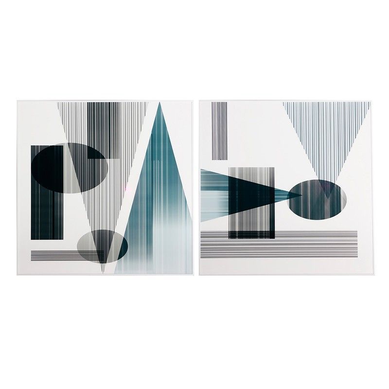 Set de 2 cuadros de madera multicolor, 80 x 5 x 80 cm | Melka