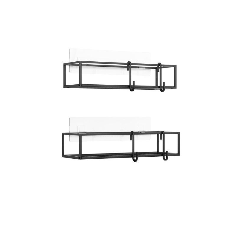 Set de 2 estantes, 32 x 12 x 6 cm, de acero en negro | Colección Cubiko