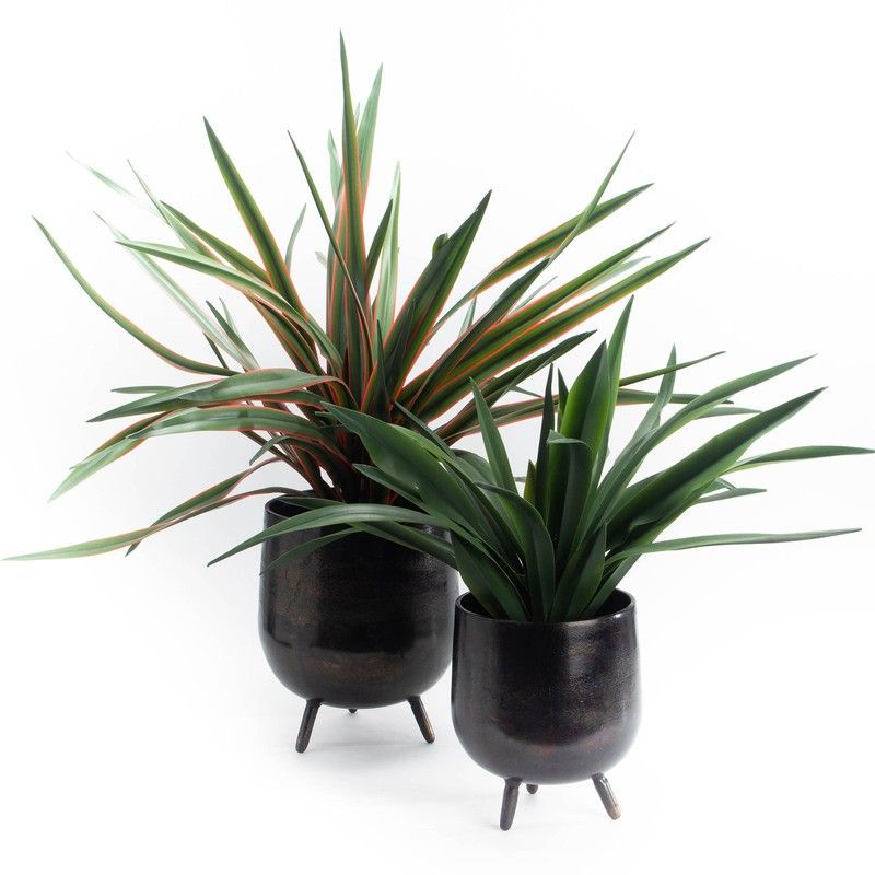 Set de 2 Maceteros de Aluminio Negro, Ø25x29 cm