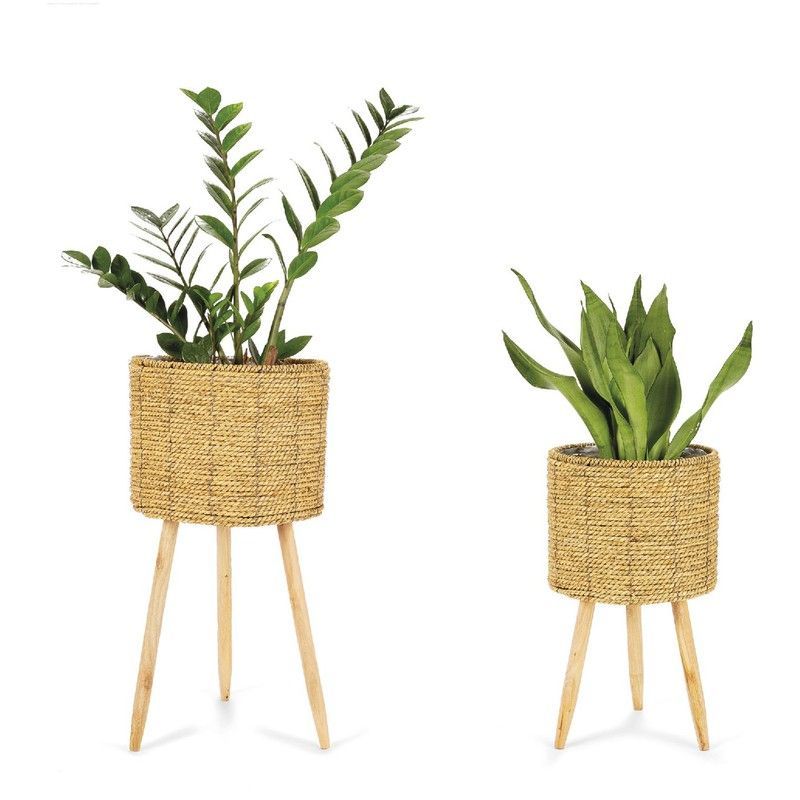 Set de 2 Maceteros de Junco, Ø30x58 cm