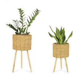 Set de 2 Maceteros de Junco, Ø30x58 cm