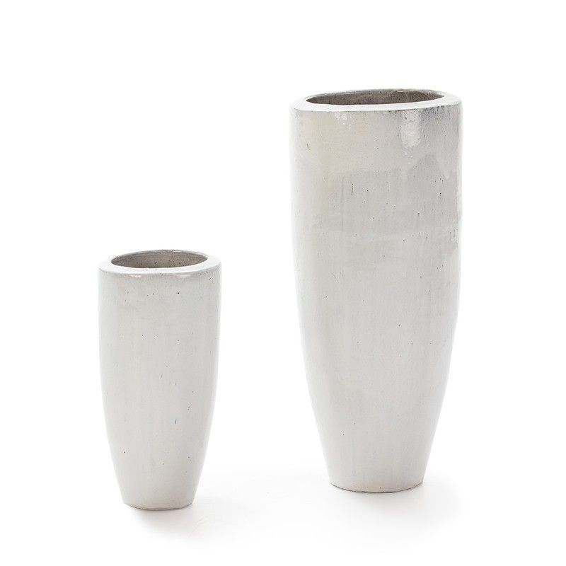 Set de 2 Maceteros  Gres Blanco, 40x40x80 cm
