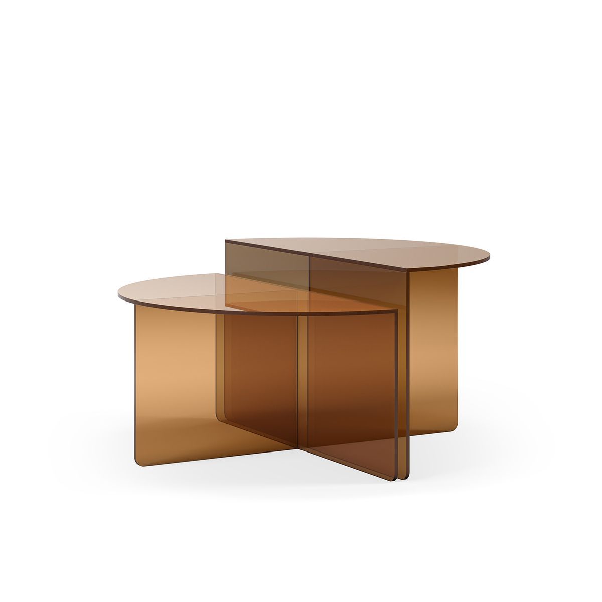 Set de 2 mesas de centro de cristal templado en marrón, 80 x 80 x 43 cm | Velta