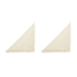 Set de 2 servilletas con flecos de lino y algodón  en marfil, 40 x 40 cm
