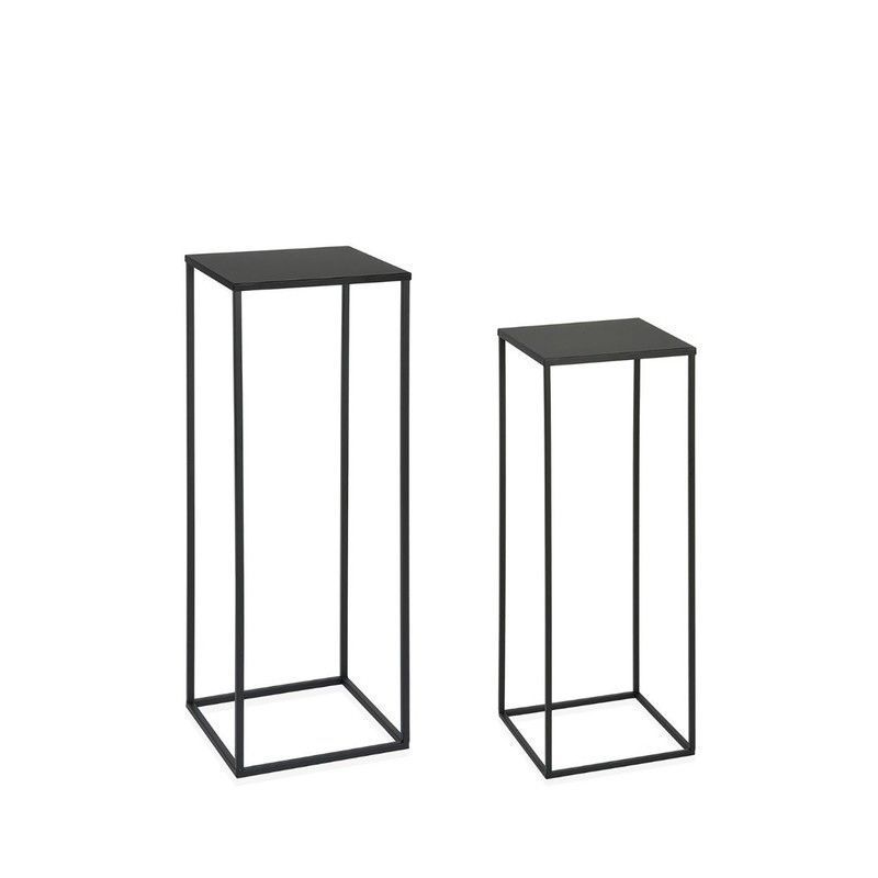 Set de 2 soportes para macetas de metal en negro | Colección Garden