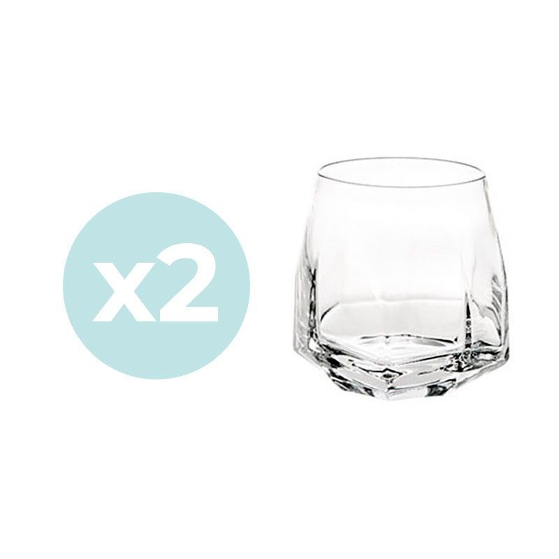 Set de 2 vasos de whisky bajos de cristal transparente, Ø 9,8 x 9 cm | Gemstone