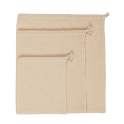 Set de 3 bolsas de algodón, 34 x 38 cm