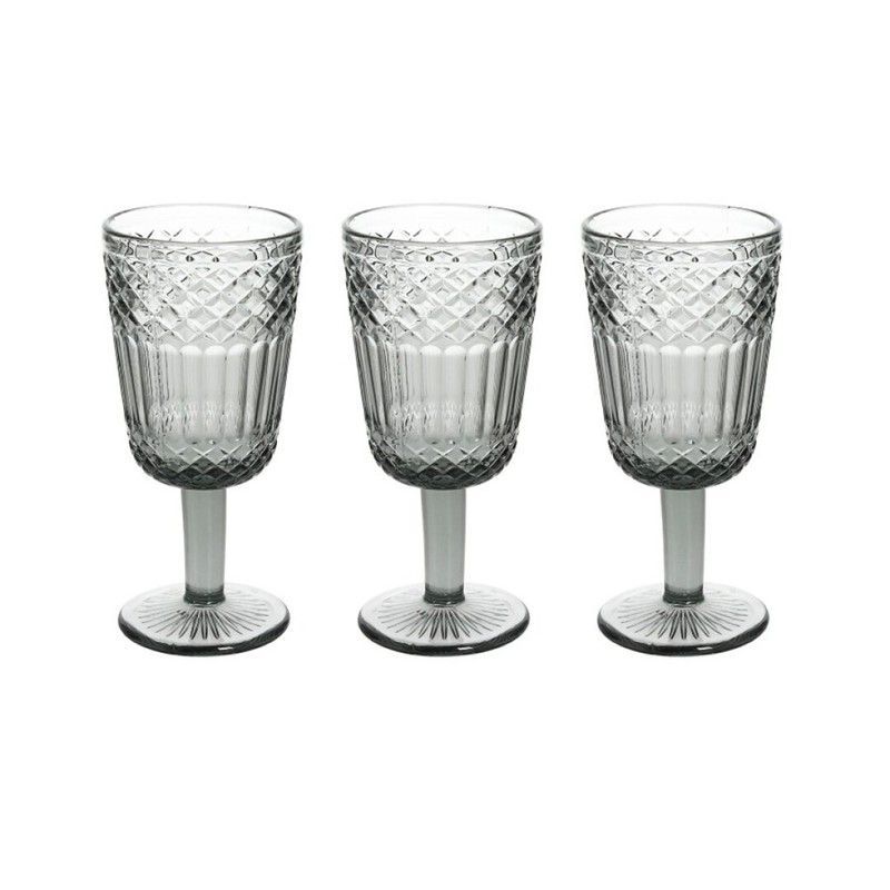 Set de 3 copas de vino de cristal en gris claro, 8 x 8 x 17 cm | Claire
