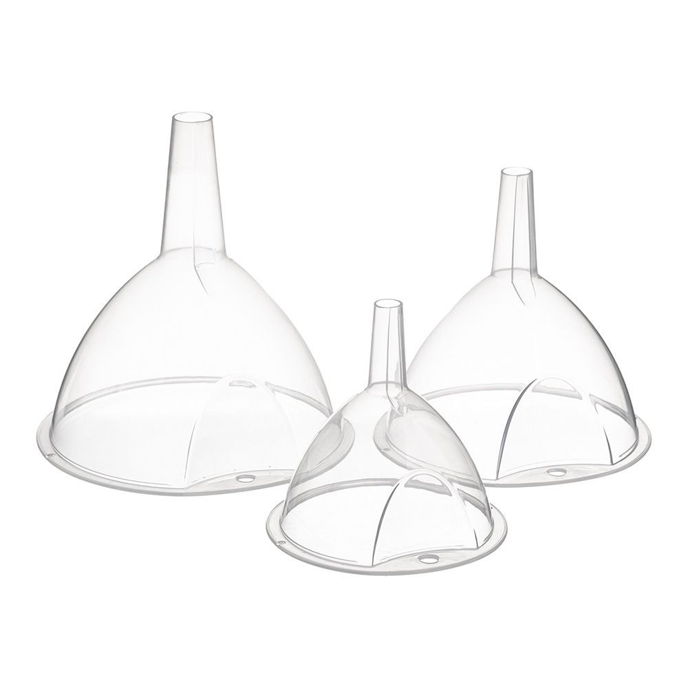 Set De 3 Embudos De Plastico Transparente