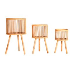 Set de 3 maceteros de bambú en natural, Ø x 37 x 68 cm | Arteaga