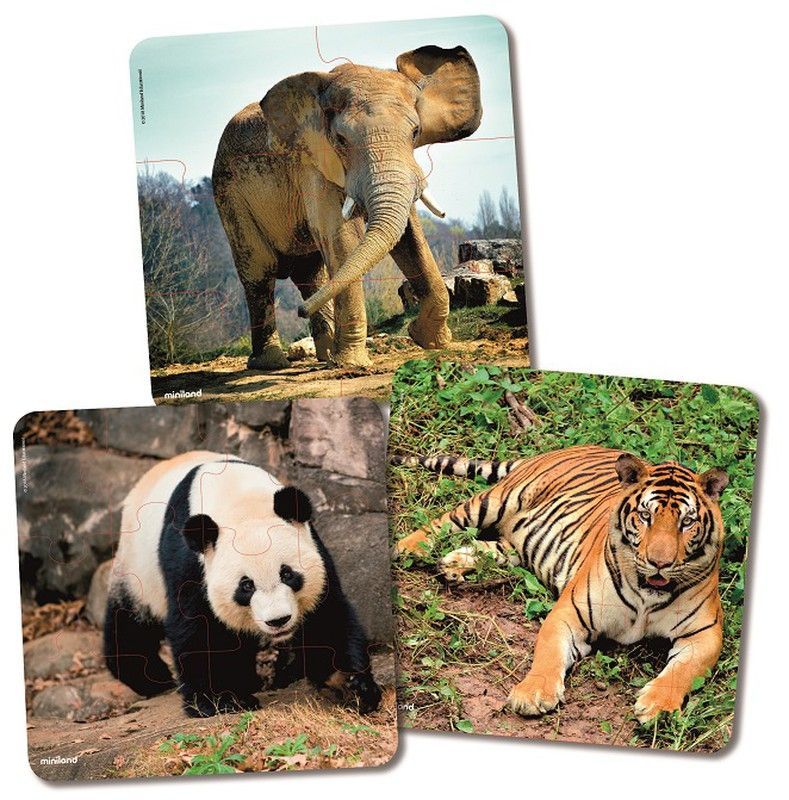 Set de 3 puzzles progresivos: Animales