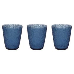 Set de 3 vasos de cristal en azul, 8,5 x 8,5 x 10 cm | Davor Blue