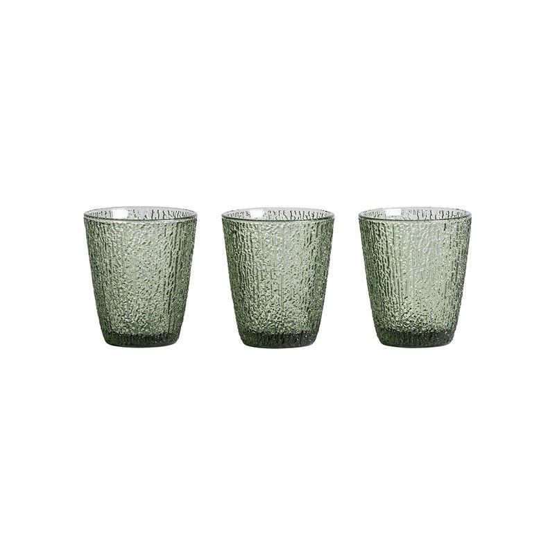 Set de 3 vasos de cristal verde, Ø9x10cm | Moss