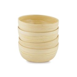 Set de 4 boles, 15 x 15 x 6 cm, de madera de bambú en natural | Colección Bamboo
