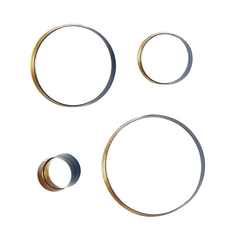 Set de 4 espejos de pared en metal, 30x8 cm