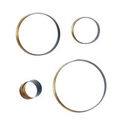 Set de 4 espejos de pared en metal, 30x8 cm