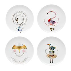 Set de 4 platos de postre de porcelana en multicolor, Ø 22,9 x 2,2 cm | Tea With Alice