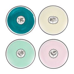 Set de 4 platos de postre de porcelana en multicolor, Ø 23,1 x 2,9 cm | Herbariae Parade