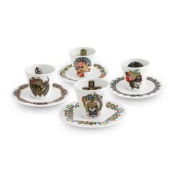 Set de 4 tazas de café con platillo de porcelana en multicolor, Ø 12,5 x 6,8 cm | Love Who You Want