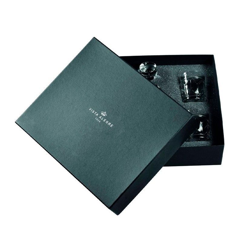 Set de 4 vasos bajos con botella de whisky de cristal transparente, 40 x 34 x 11,1 cm | Avenue