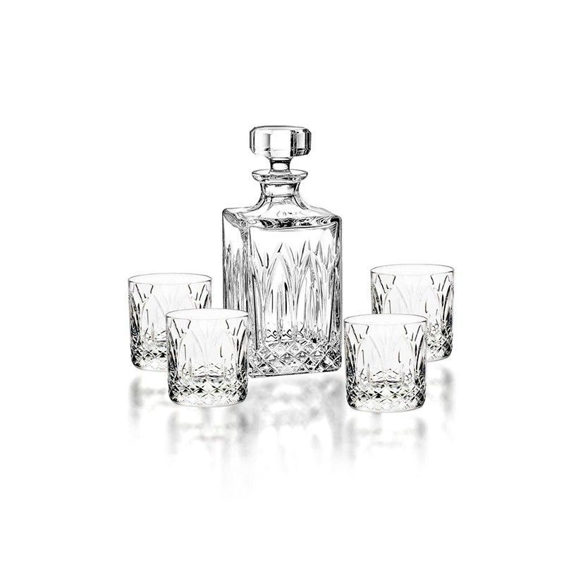 Set de 4 vasos bajos y botella de cristal transparente | Chartres