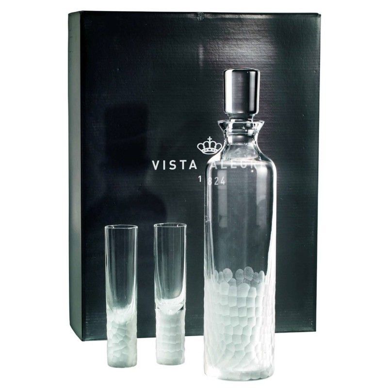 Set de 4 vasos de chupito con botella de cristal transparente | Artic