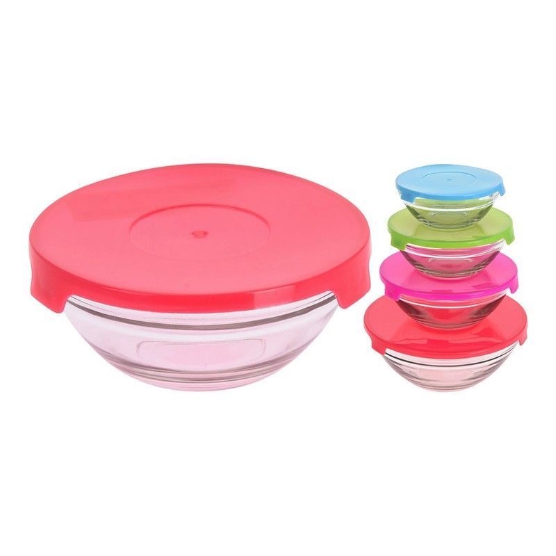 set de 5 fiambreras cristal tamaños y colores varios