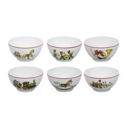 Set de 6 boles de porcelana blanco,verde y rojo, Ø 12,6 x 6,9 cm | Christmas magic