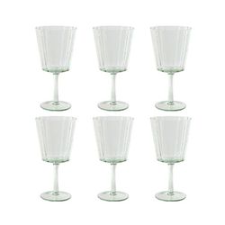 Set de 6 copas de agua, 9 x 9 x 17,8 cm, de cristal en verde | Colección Bubbles Garbo