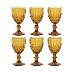 Set de 6 copas de agua de cristal en ámbar, 8,7 x 8,7 x 17 cm | Classic Garbo