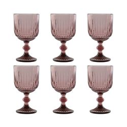Set de 6 copas de agua de cristal en rosa, 8,8 x 8,8 x 16,3 cm | Striped