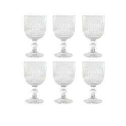 Set de 6 copas de agua de cristal en transparente, 9 x 9 x 16,5 cm | Striped