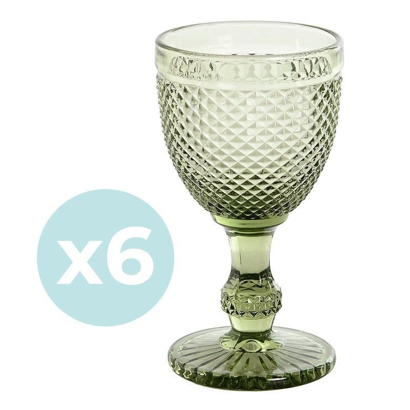 Set de 6 copas de agua de cristal en verde, Ø 8,7 x 17 cm | Da Gama