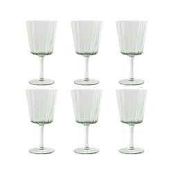 Set de 6 copas de vino, 8,4 x 8,4 x 16,4 cm, de cristal en verde | Colección Bubbles Garbo